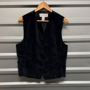 Jones New York Elegant Black Velvet Vest Plus Size 14 Vintage Retro Y2K Evening